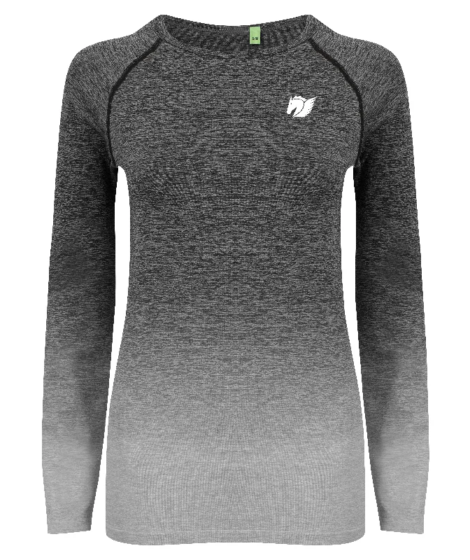 Ombre Seamless Long-sleeve Top - Dark Grey/ Light Grey Marl