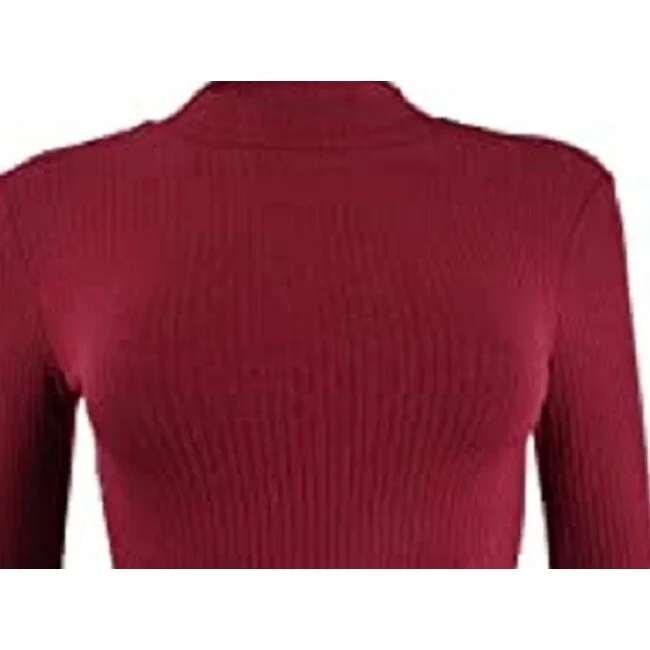 Planet Gold Juniors' Long-Sleeve Mock-Neck Top Red Size Large