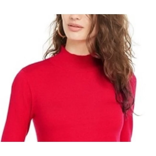 Planet Gold Juniors' Long-Sleeve Mock-Neck Top Red Size Small