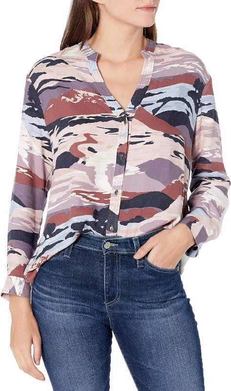 Long-Sleeve Camouflage Blouse In Neutral Multi