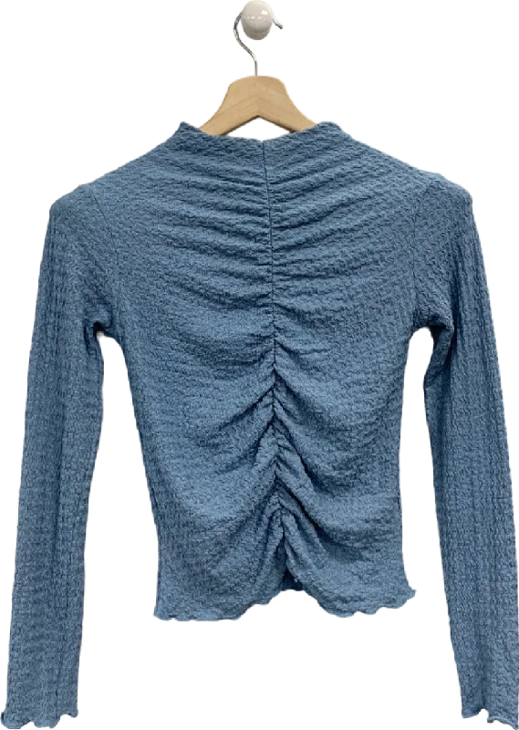 River Island Blue Sienna Long-Sleeve Textured Top UK 8