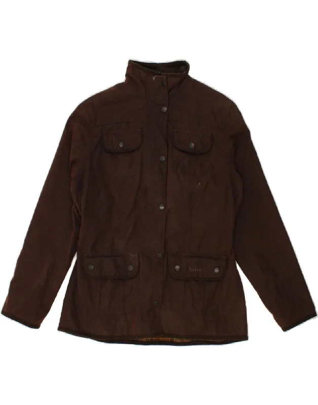 BARBOUR Womens Utility Jacket UK 12 Medium Brown Cotton