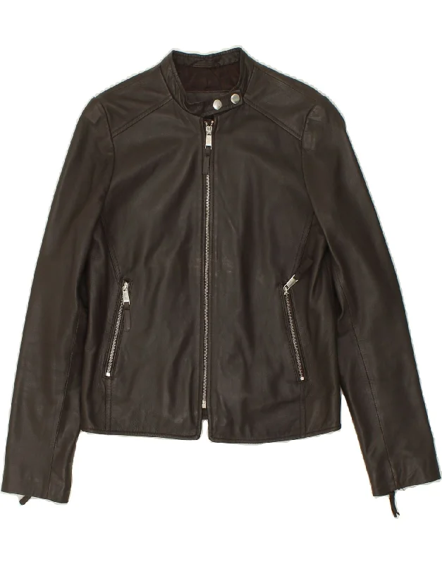 CONBIPEL Womens Leather Jacket IT 42 Medium Brown Leather