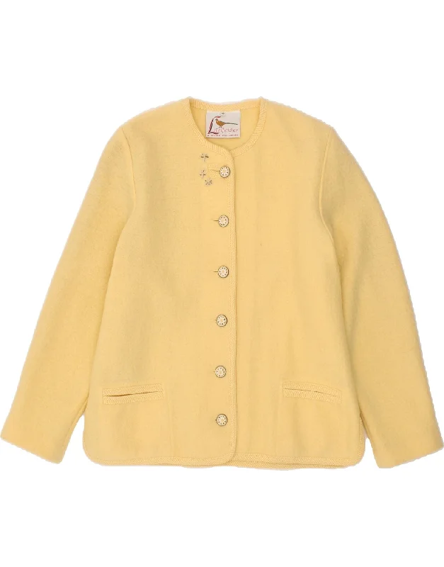 LITZLFELDER Womens Loose Fit Jacket EU 40 Medium Yellow New Wool