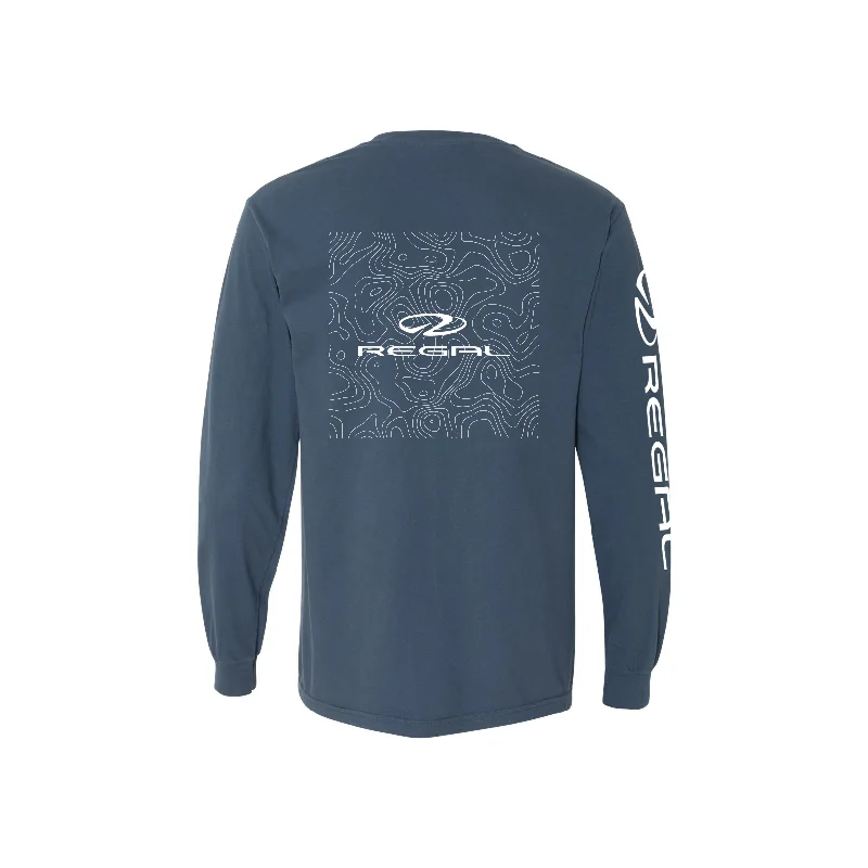 Long-sleeve Topography Tee - Navy