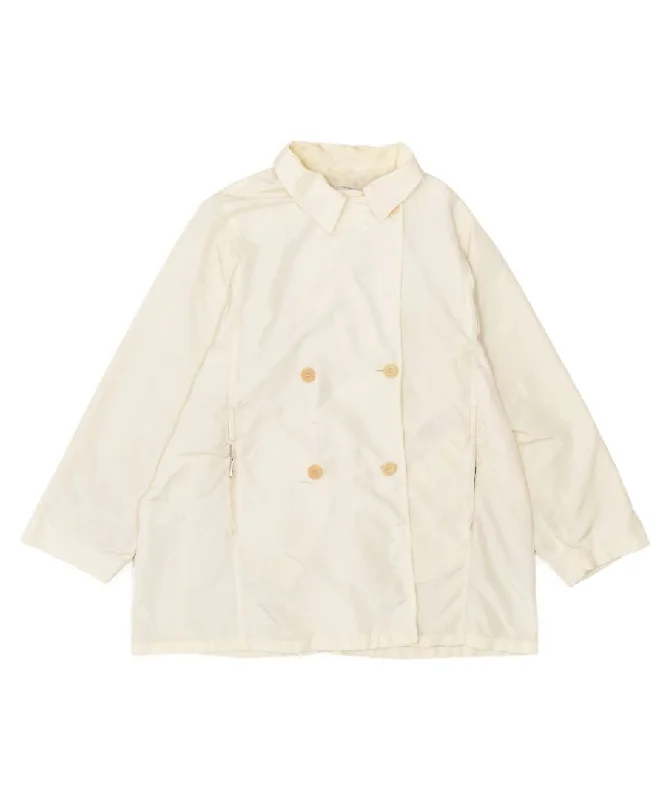 MARELLA Womens Double Breasted Raincoat UK 12 Medium Off White Acetate