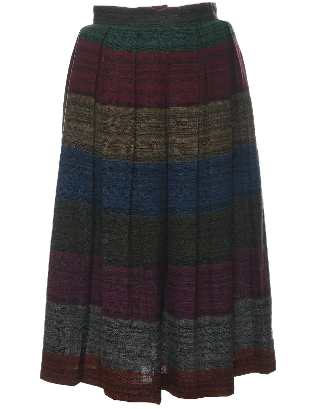 Striped Pleated Skirt - XS