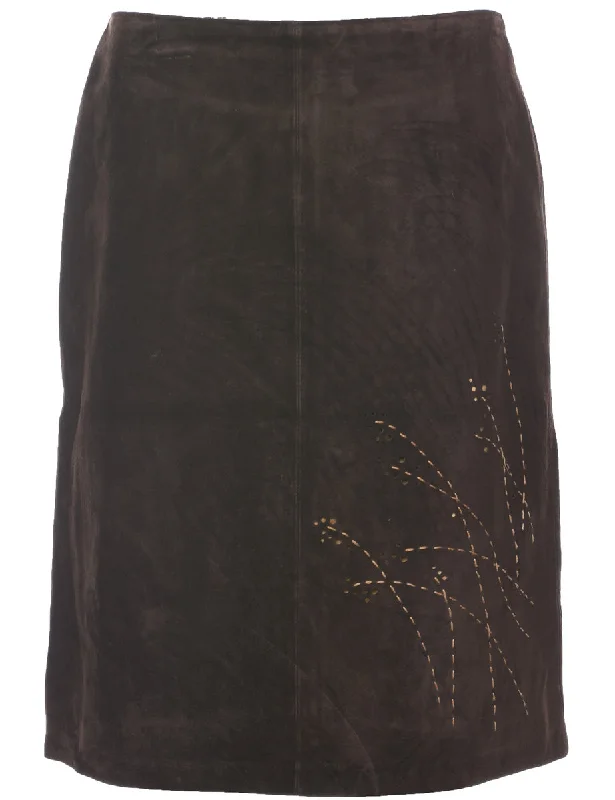 Suede A-line Skirt - M