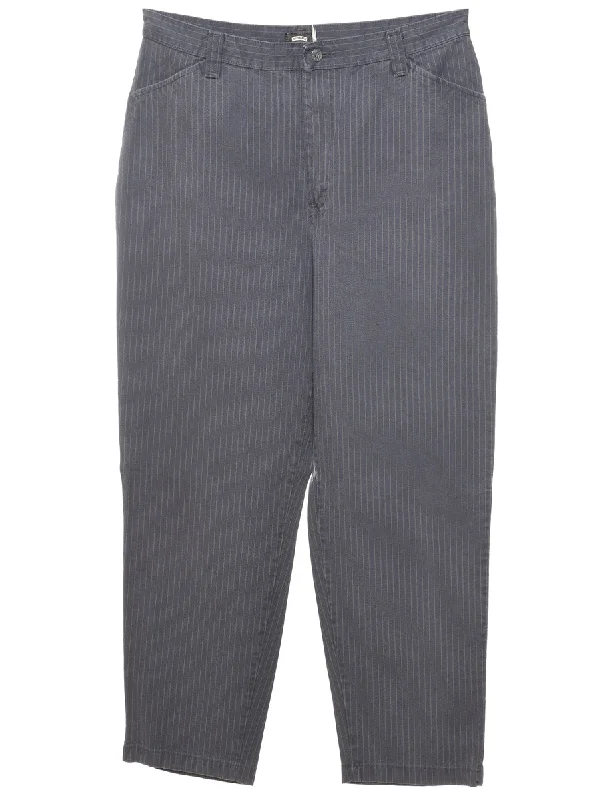 Tapered Navy Lee Striped Trousers - W34 L29