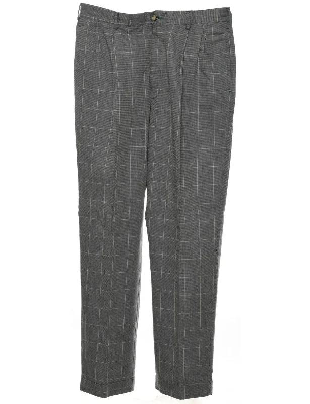 Tommy Hilfiger Dark Grey Checked Trousers - W36 L32