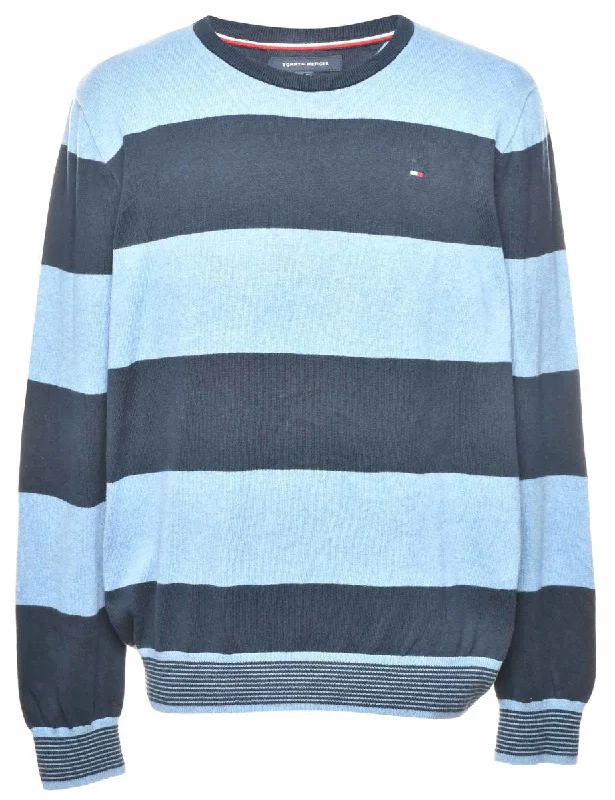 Tommy Hilfiger Navy & Blue Striped Jumper - L