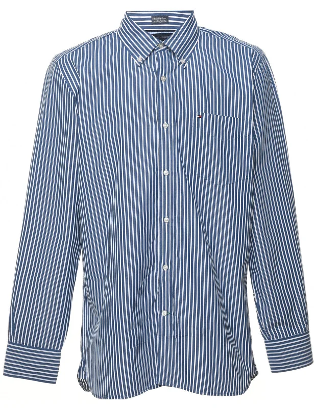 Tommy Hilfiger Navy & White Striped Shirt - L