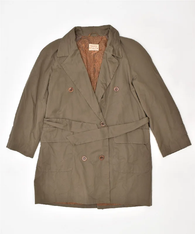 BROOKSFIELD Womens Double Breasted Coat IT 40 Small Khaki Cotton