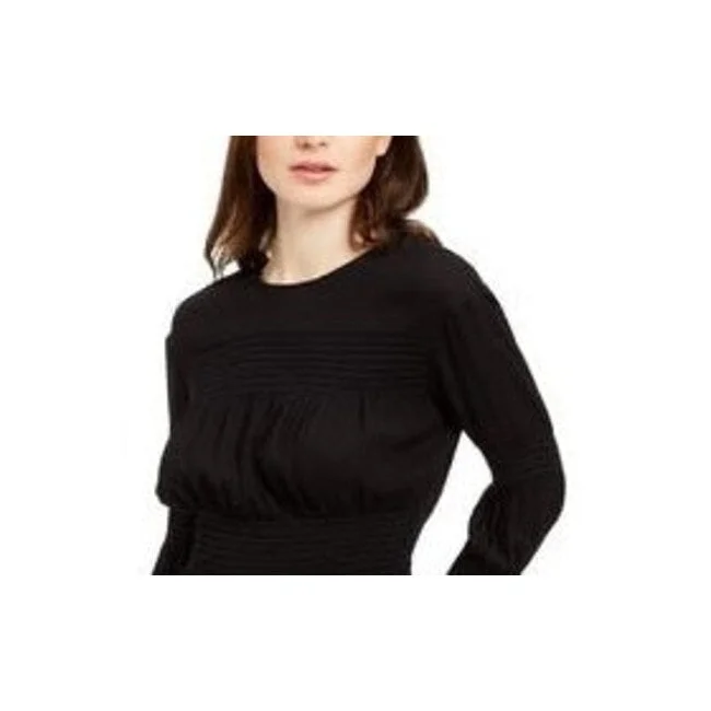 Leyden Women's Smocked Long-Sleeve Top Black Size X-Small