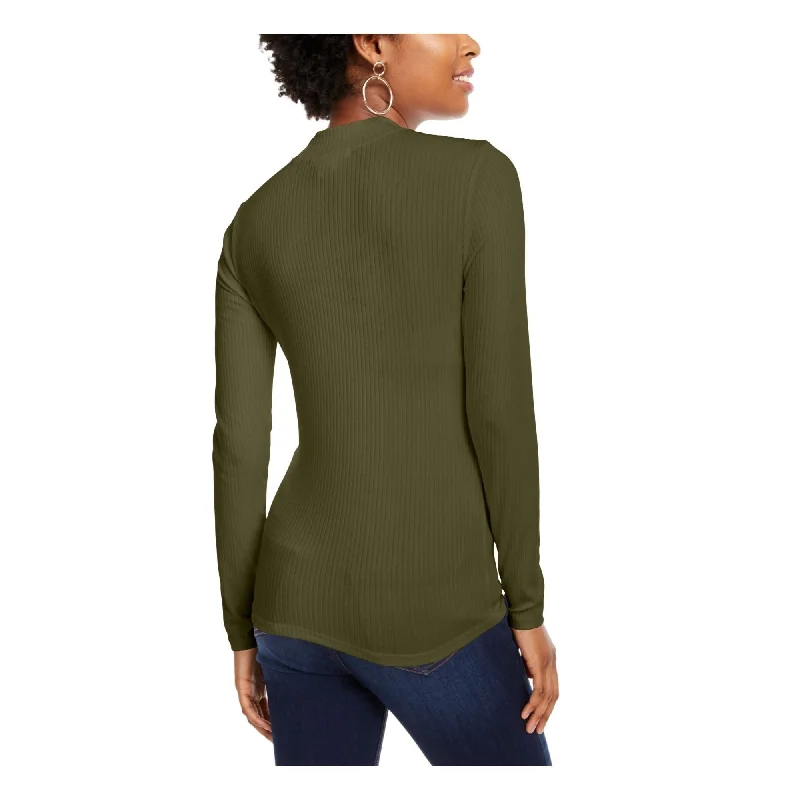 Planet Gold Juniors' Long-Sleeve Mock-Neck Top Green Size X-Small