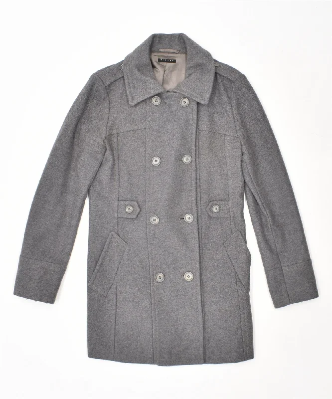 SISLEY Womens Double Breasted Coat IT 42 Medium Grey