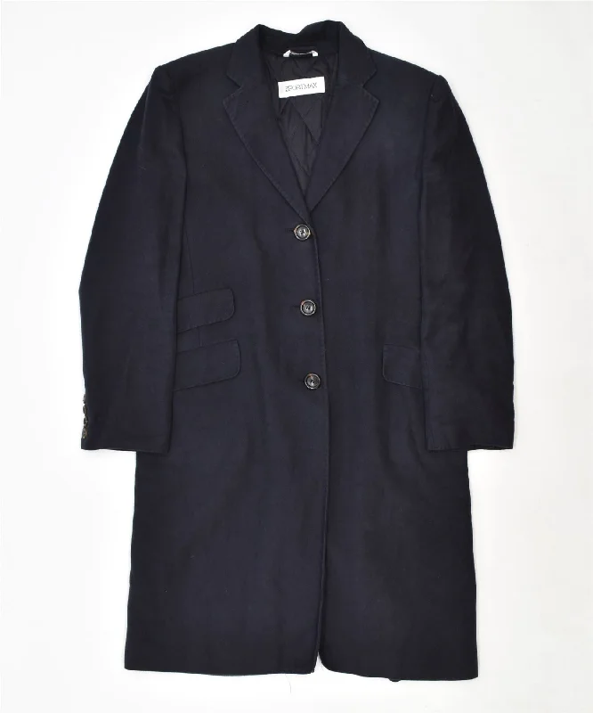 SPORTMAX Womens Chesterfield Coat UK 10 Small Navy Blue Cotton