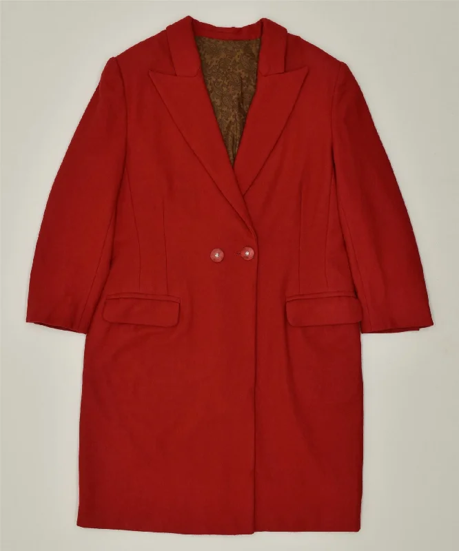 VINTAGE Womens Double Breasted Chesterfield Coat UK 16 Large Red