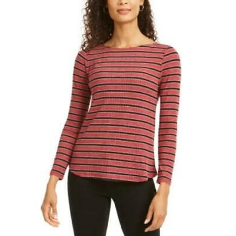 Charter Club Women's Heather Long-Sleeve Top Wine Size Medium