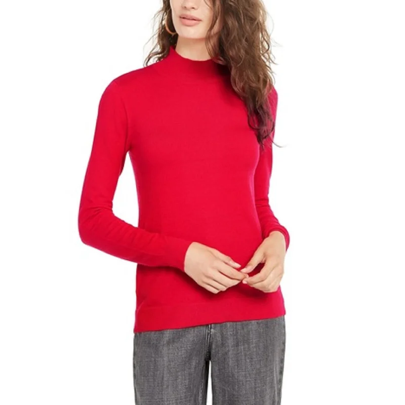 Planet Gold Juniors' Long-Sleeve Mock-Neck Top Red Size Medium