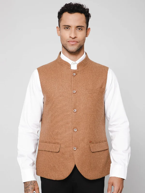 Men Camel Brown Waist Coat