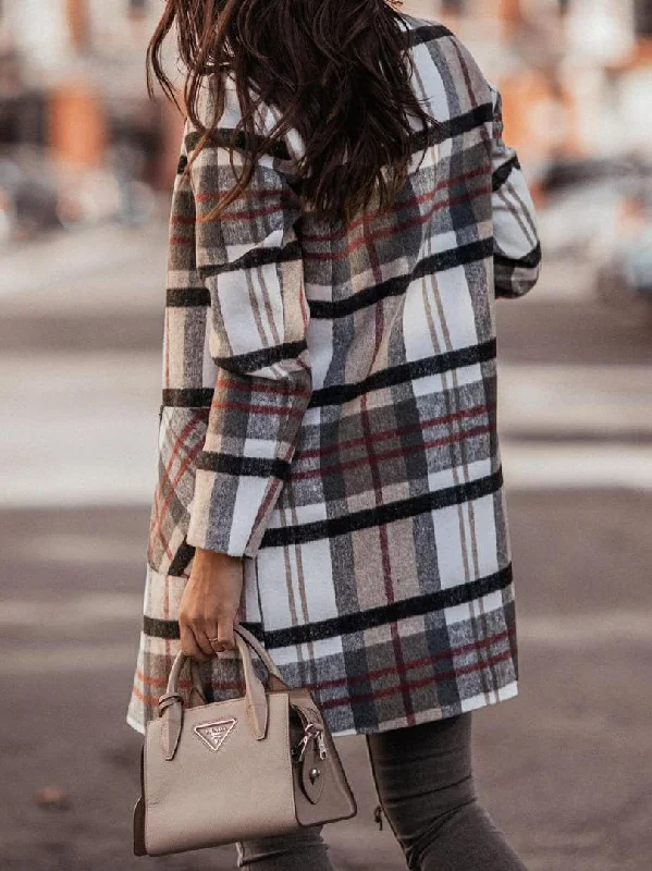 Checkered Pocket Detailed Coat