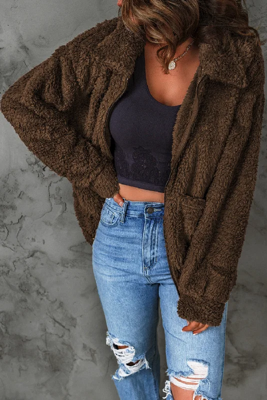 Cozy Teddy Fashionable Zip Up Warm Coat