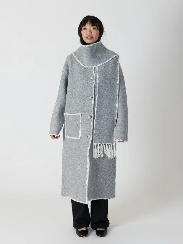 Delaney Whip Stitch Coat - Long Medium Grey