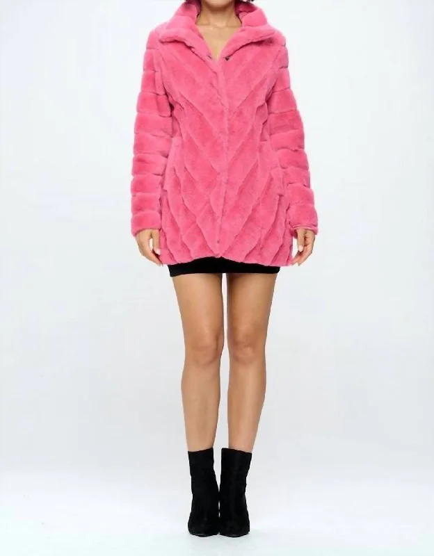 Faux Fur Coat In Pink