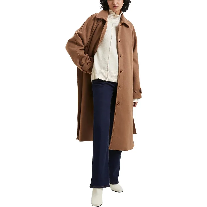 French Connection Womens Fawn Felt Wool Blend Midi Long Coat