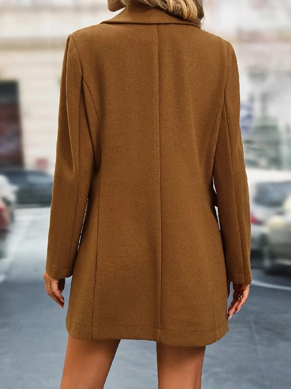 Solid Color Single Breasted Coat for Women