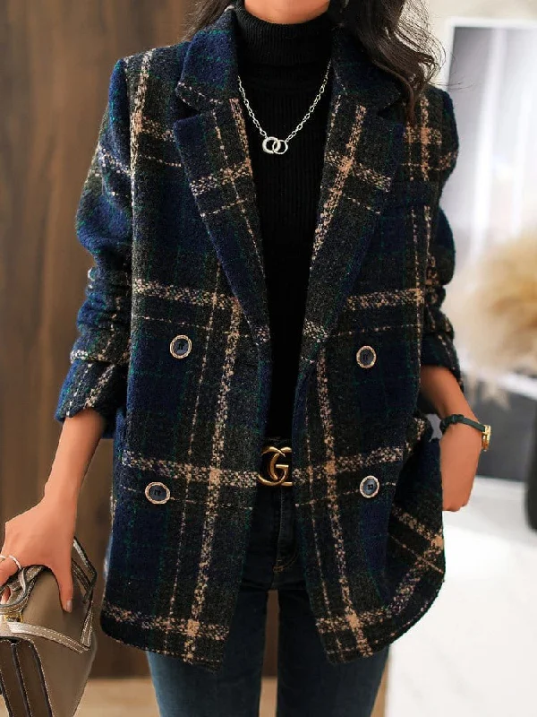 Stylish Plaid Casual Coat