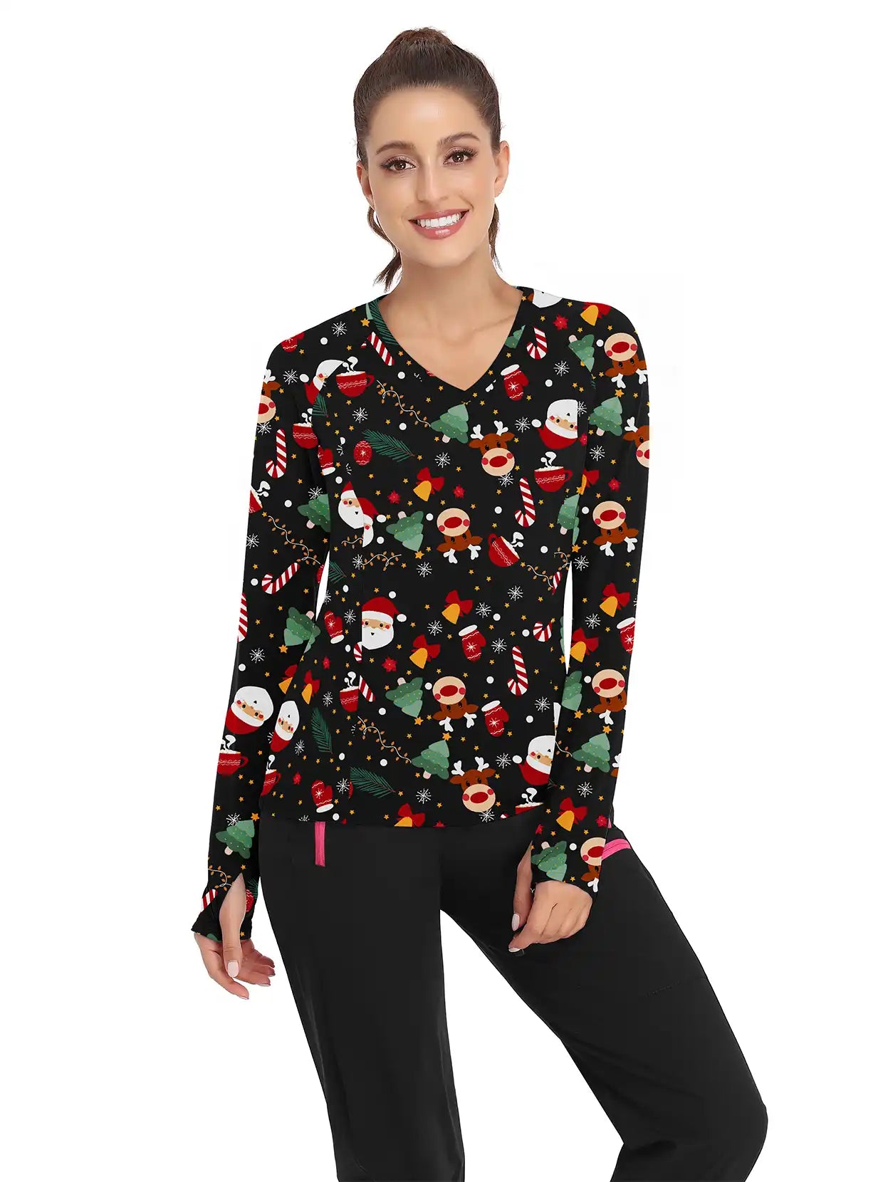 Christmas Reindeer  Long-sleeve Thermal Top for Women