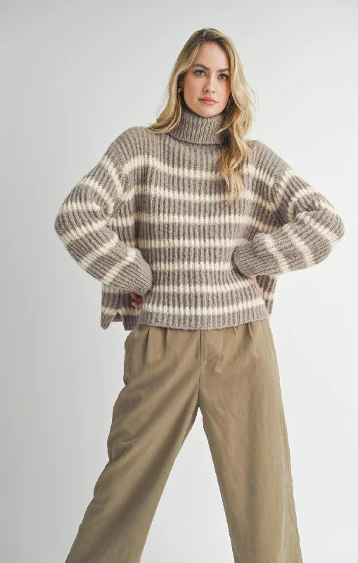 Aki Turtleneck Striped Sweater