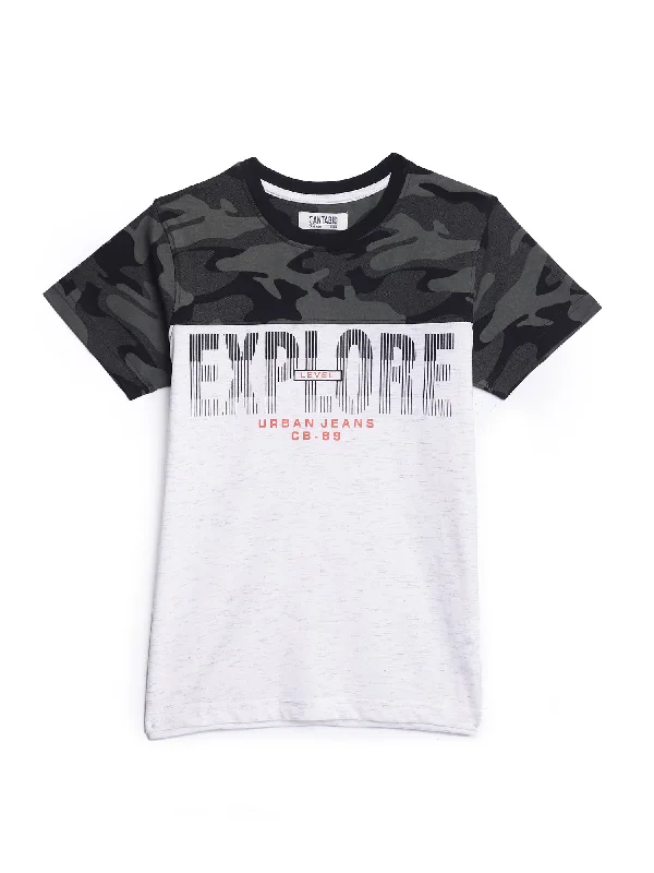 Boys Casual Olive  Half Sleeve  T-Shirt