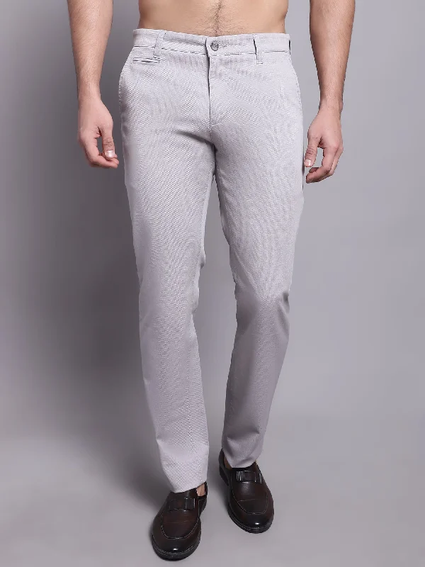 Men's Casual Flat front Light Grey  Trousers