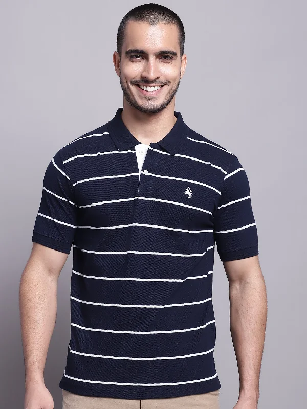 Men Navy Blue Casual T-Shirt