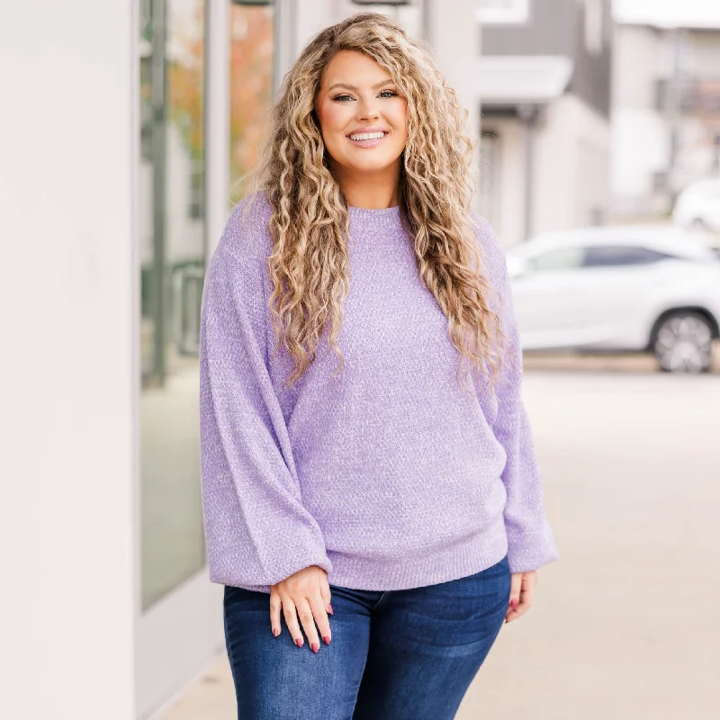 Cozy Bubble Sleeve Sweater, Lavender