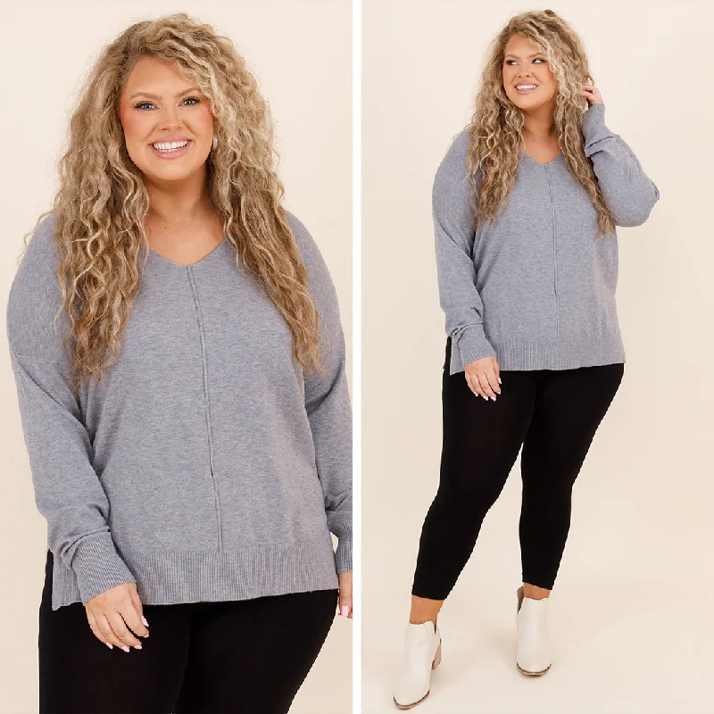 Miss Me Sweater, Heather Grey