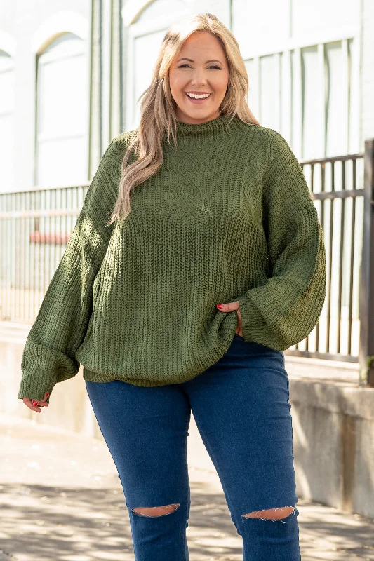 Open To Adventure Sweater, Light Olive