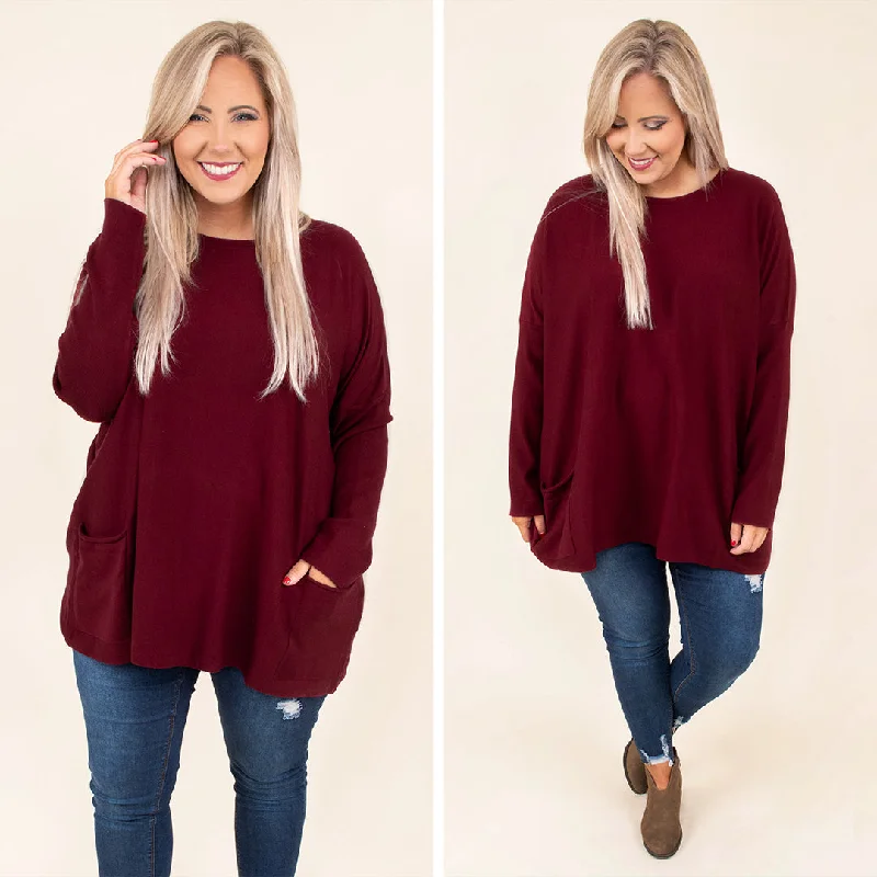 Snow Whispers Tunic, Burgundy