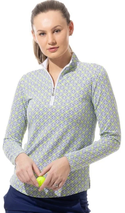 SanSoleil SOLTEK LUX LONG-SLEEVE PRINT MOCK TOP (MULTIPLE COLORS)