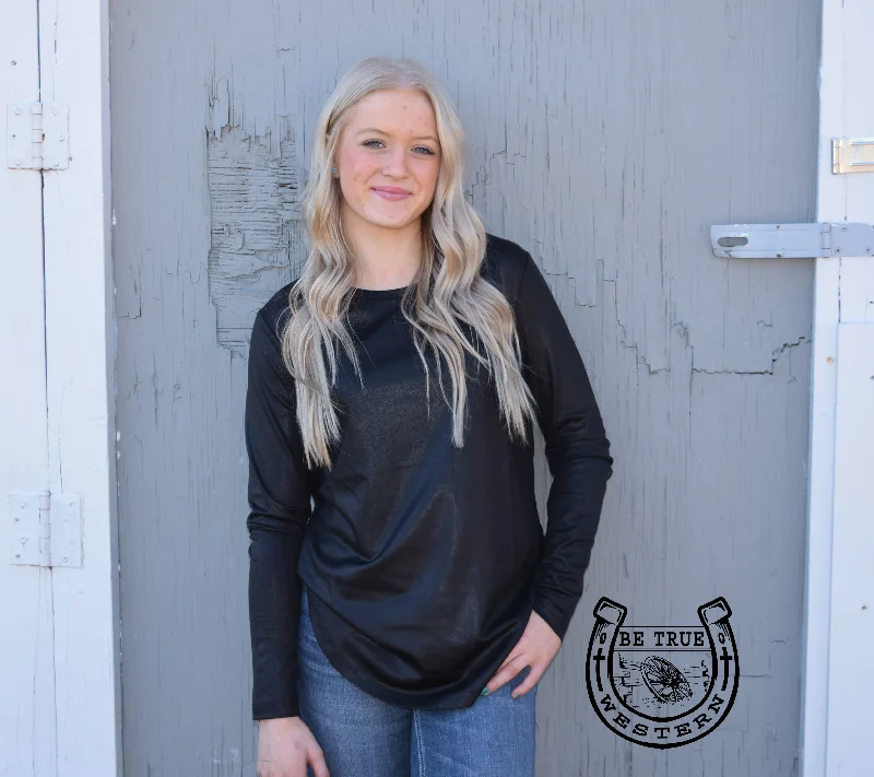 The Midnight Swanky Leather Long-sleeve Top