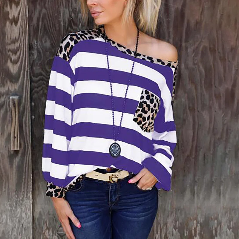 Women Wholesale Stripe Printing Stitching Shirt