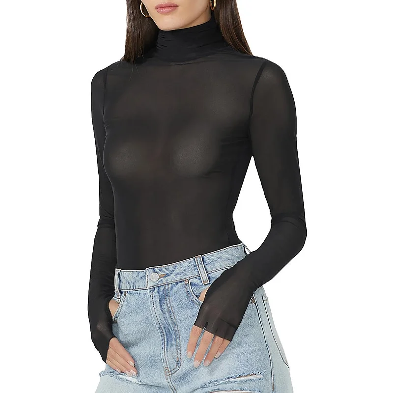 AFRM Womens Zadie Thumb Holes Illusion Turtleneck Top