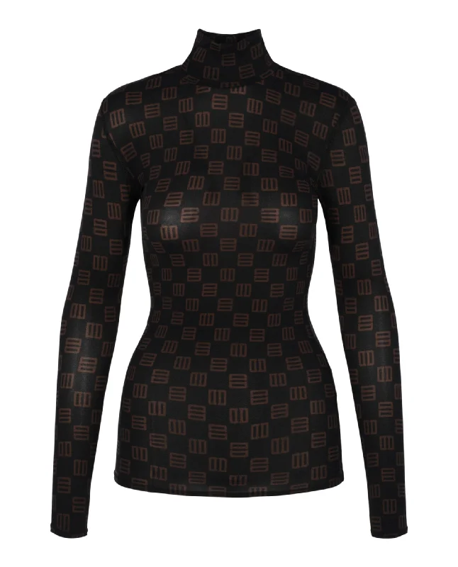 AMBUSH Womens Monogram Fitted Turtleneck Top