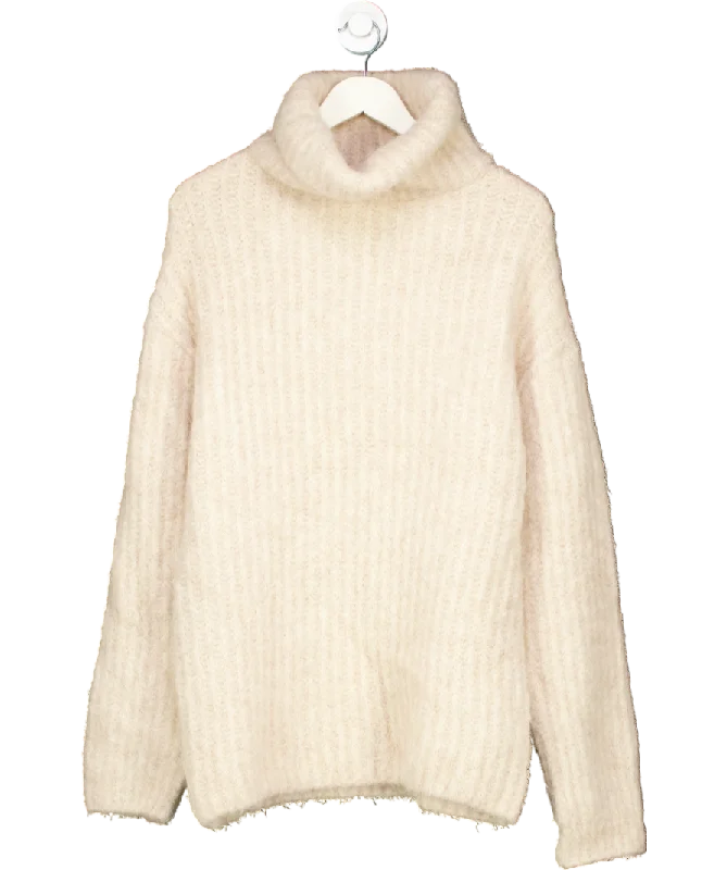 FRANKIE SHOP Beige Alpaca Wool Blend Turtleneck Sweater One Size