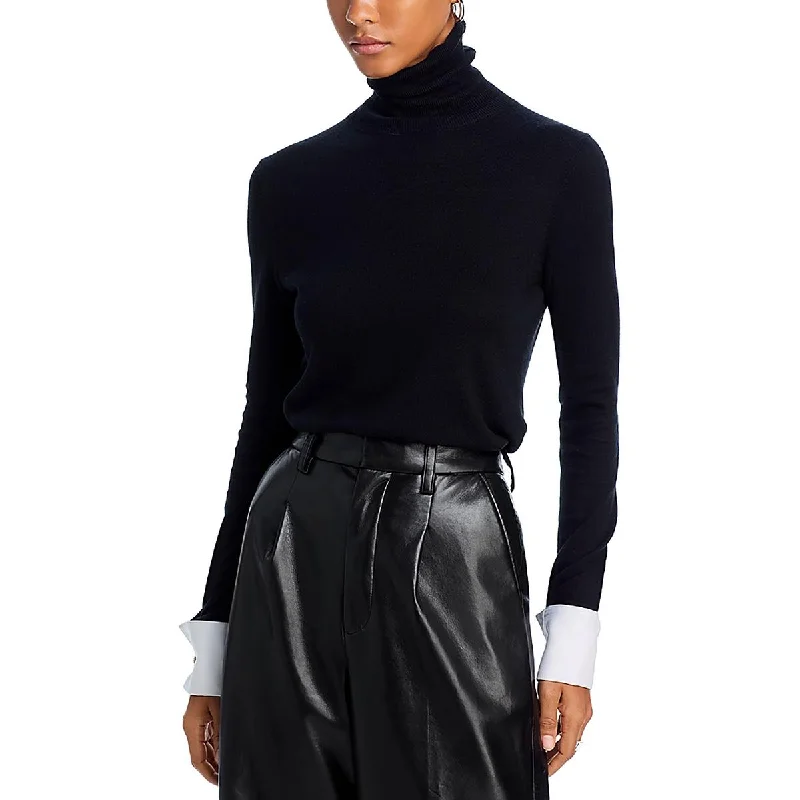 L'Agence Womens Silk Blend Stretch Turtleneck Top