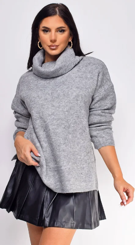 Melvina Gray Turtleneck Sweater Top