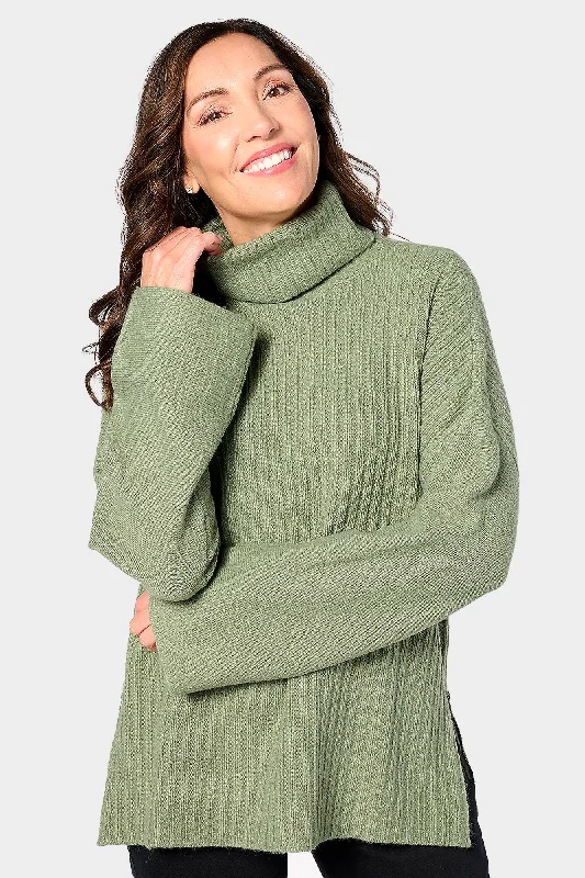 Side Zip Turtleneck Sweater